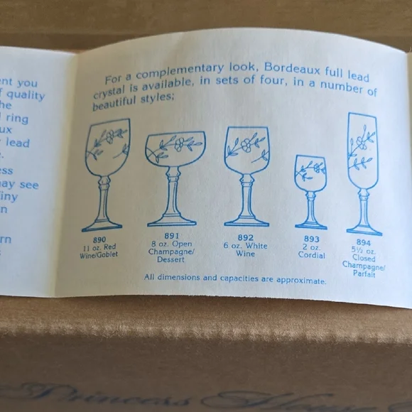 Vintage Princess House Bordeaux Lead Crystal Red Wine Goblet Set - Picture 8 of 8